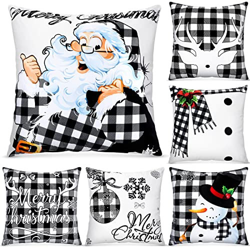 Tatuo 6 Stück Weihnachten Kissenbezüge Dekoration Zierkissenbezüge Feiertag Deko Dekokissen Kissenhülle für Sofa Couch Weihnachten Büro Schlafzimmer Dekoration (Punkt Stil, 18 x 18 Zoll)