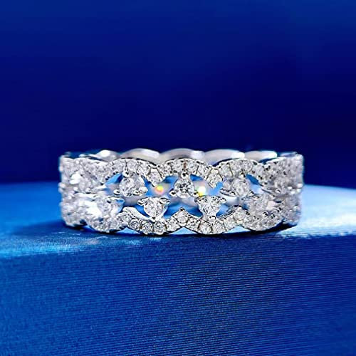 Tummty 925 Sterling Silber Carbon Diamond Row Ringe für Frauen Funkelnde Hochzeitsschmuck Geschenke