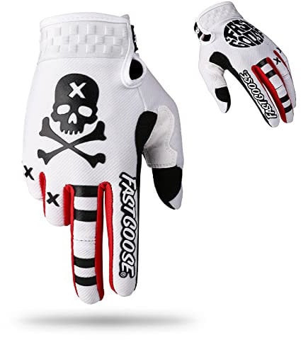 FASTGOOSE Motocross-Handschuhe, Mountainbike-Handschuhe, MX, Laufhandschuhe, Geländefahrrad, Fahrradhandschuhe (Weiß, Größe XL)