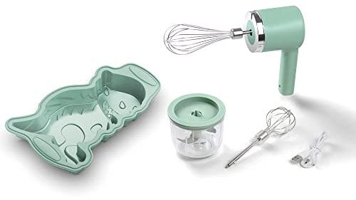 JATA HSET1234 Batidora Infantil sin cable y recargable del Chef Bosquet, 5 velocidades, Con picadora de 300 ml, Incluye molde de silicona antiadherente y accesorios, Para niños a partir de 4 años