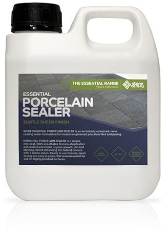 Stonecare4U Essential Porcelain Sealer (1 Litre) Professional Tile Sealer for Internal & External Use, Protects and Leaves a Subtle Sheen