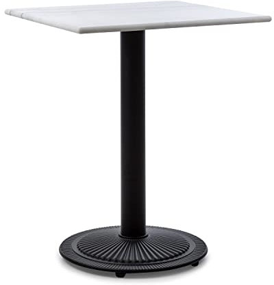 blumfeldt Patras Onyx Bistro-Tisch - Gartentisch im Jugendstil, 60 x 60 cm Marmortischplatte, 72 cm Höhe, für drinnen und draußen, gusseiserner Standfuß, witterungsbeständig, runder Tischfuß