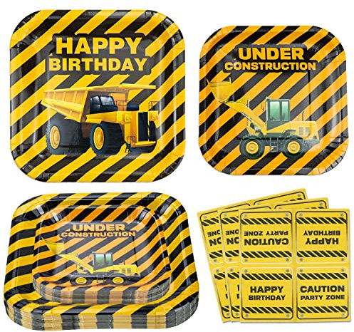INSPIREYEE 120Pack Construction Birthday Party Supplies Dump Truck Construction Birthday Decorations Construction PartyTableware Set Construction Birthday Plate Construction Napkins Serves 40