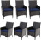 PHI VILLA Gartensessel wetterfest Gartenstühle Outdoor Rattan Stühle, 6 Stück Moderne Heavy Duty Wicker Armchair mit abnehmbarem Kissen für Terrasse, Deck, Veranda, Balkon