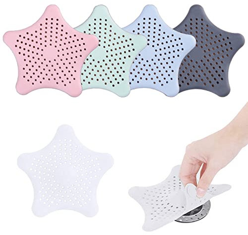 Universal Abflusssieb Silikon, 5 Stück Waschbecken Filter aus Silikon, Küche Sink Strainer, Seestern Haarfilter - Abfluss Sieb für Dusche, Waschbecken, Badewanne und Küche