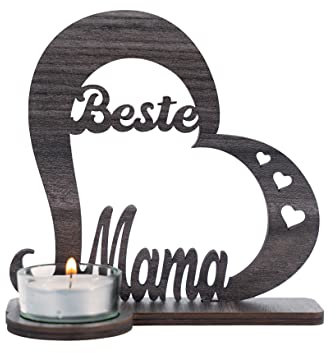 Waluna® Beste Mama Tischdeko Herz für Mama zu Weihnachten perfekt als Danksagung für Muttertag Mutti Geburtstaggeschenk Geburtstag für Sie (Lava)