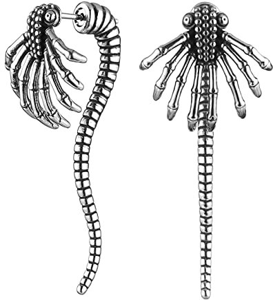 HZMAN Alien Facehugger Ohrringe für Damen Herren Edelstahl Retro Gothic Punk Xenomorph Insekt Ohrstecker Biker Party Schmuck Geschenk