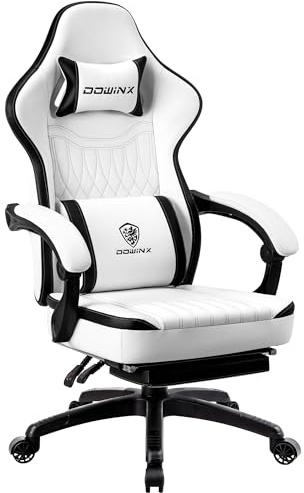 AONELAS Dowinx - Sedia da gaming in pelle PU traspirante, con cuscino a molle insacchettate, sedia ergonomica per computer con supporto lombare massaggiante, girevole, regolabile, con poggiapiedi