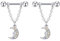 Longbeauty 14G Brustwarzenpiercing Brustpiercing Nippel Ringe Barbell Intim-Piercing mit Anhänger Edelstahl CZ Körperschmuck, 1 Paar, Mond, Silber
