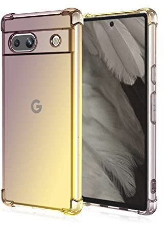 EASSGU TPU Silikon Handyhülle für Google Pixel 7A (6.1 Inches), Durchsichtig Farbverlauf Case, Anti Drop und Anti Scratch Schutzhülle - Schwarzes Gold