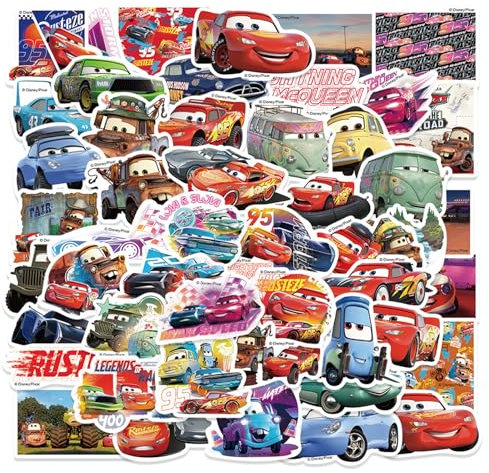 50Pcs American Cartoon Cars Stickers for Kids Animation Cars Stickers Classic Cartoon Anime Stickers for Laptops, Computers, Water Bottles (Cars)