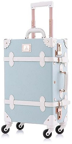 Unitravel Koffer Weinlese Reisegepäck Retro Trolley Koffer 55 Zentimeter 31 Liter 4 Rollen Handgepäck Nummernschloss