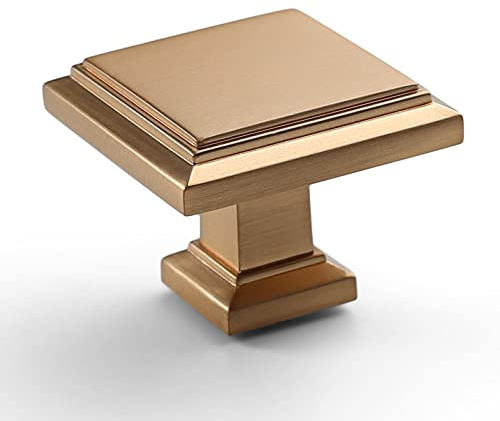 9BUILD 10 Pack Champagne Bronze Drawer Knobs - Cabinet, Cupboard, Dresser, Wardrobe Knobs - Gold, Zinc Alloy - Single Hole