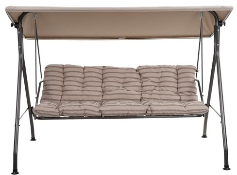 PATIO Hollywoodschaukel 4 Sitzer Sevilla Sitzfläche 180 cm Gartenschaukel mit verstellbarem Sonnendach Polster beige Ecru