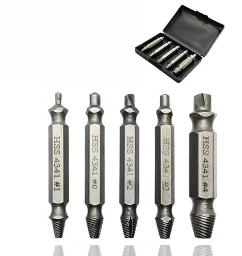 Okaywork Schraubenausdreher Set profi 5-teilig Linksausdreher Set Profi, Ausdreher, Schrauben Ausdrehwerkzeug, Linksdreher Set, Schraubenentferner, Linksbohrer,kaputte schrauben rausdrehen