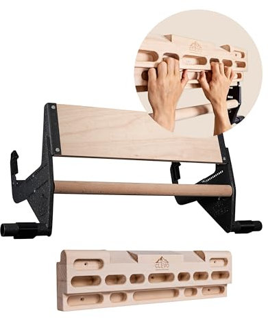 Clevo Bundle Handboard Door - Hangboard für Kletten und Bouldern - Climbing Trainingsboard Hangboard Klettern Aufhängung für Türe inkl Klimmzugstange
