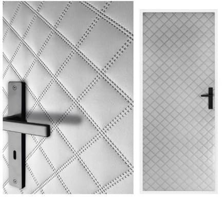 Pannello per porta, 115 x 215 cm, imbottitura per porta, protezione acustica, confezione completa, XXL, isolamento termico, riparazione per porte interne, in ecopelle, trapuntatura, 7 x 7 cm (grigio