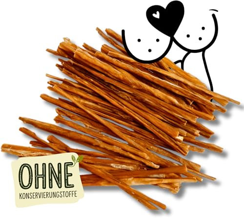 Naturbiss 100% naturliche Hundeleckerli - Kauspaghetti Rinderdarm Kausticks 150g - Barf Leckerli - Monoprotein, fettarm und proteinreich - ohne Zusätze, Seniore & Welpen - Trockenbarf für Hund