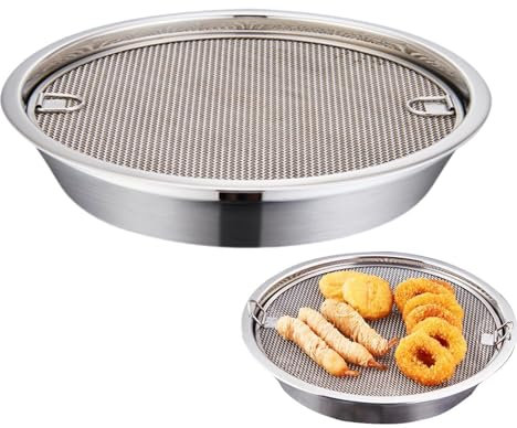 Sartén con escurridor de aceite, rejilla para escurridor de aceite para sartén, bandeja para parrilla de barbacoa - bandeja de acero inoxidable para escurridor de aceite para freír, hogar y, merienda