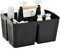 ALINK Panier de douche portable avec compartiments, en plastique divisé, organisateur de rangement avec poignée pour salle de bain, université, dortoir, essentiels, noir