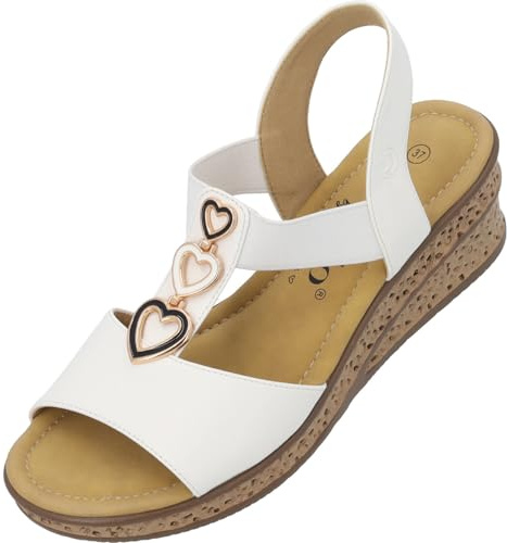Palado Sandaletten Damen Selri by Sila Sahin - elegante Sandalen mit Keilabsatz - bequeme Pantoletten - modische Sommerschuhe