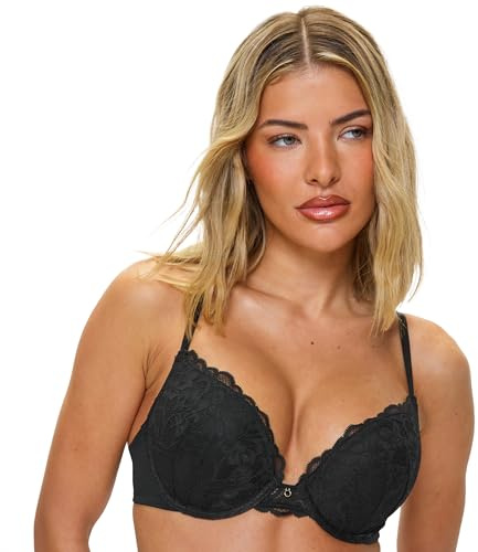 Ann Summers Sexy Lace Padded Boost Bra Curve-Enhancing Womens Underwear with Graduated Push-Up Cups, Underwire Support & Plunge Fit for Double Cleavage Boost