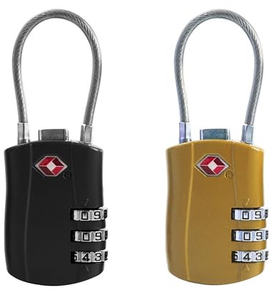 UP Security TSA Cadenas pour bagages, petit cadenas à combinaison avec câble, cadenas à combinaison approuvé par la TSA, cadenas combiné avec code, pour valise de voyage, casier de gym, étui à