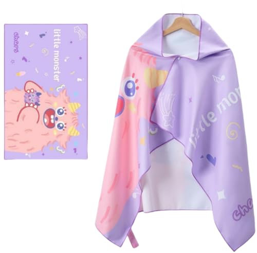 CAIRF 80×130cm Kleines Monster Regenbogen Pony Muster Kinder Badetuch, hautfreundliches weiches und saugfähiges schnell trocknendes Strandtuch, lichtechte Mode Handtuch Tuch (A)