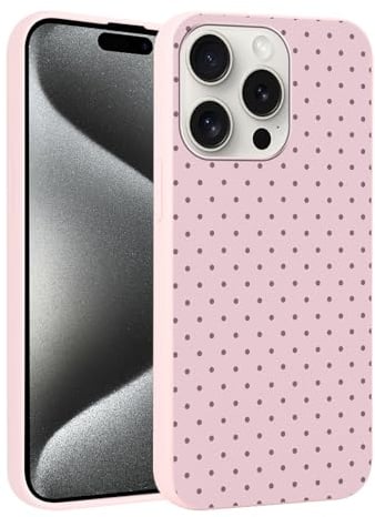 Foonary Polka Dot Phone Case for iPhone 15 Pro Max Cute Fashion Pattern Case 6.7, Aesthetic Trendy Stylish Design Women Girly Cover Camera Protective Slim Silicone Shockproof TPU Funda, Pink