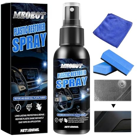 Meoeot Kunststoffsanierung für Autos, 120ml Extra Stark Auto Kunststoff Auffrischer, Kunststoffpfleger für Reinigung & Pflege Kunststoffe, Gummi & Leder, Verhindert Vorzeitige Alterung, UV-Schutz