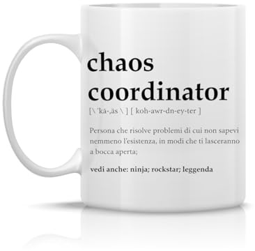 le herisson Tazza MUG CHAOS COORDINATOR simpatica divertente idea regalo amico boss capo collega marito moglie fidanzato fidanzata amica 11OZ
