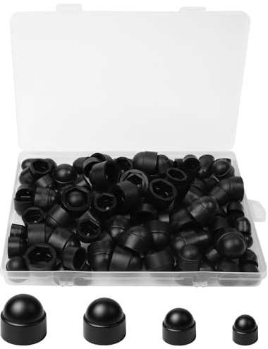 RoyalChic Lot de 108 Capuchons Hexagonaux Protection Vis et Écrous M6-M12 | Comprend M6 M8 M10 M12, en Plastique Noir, Type Cache-Vis et écrous à Chapeau pour Intérieur et Wxtérieur
