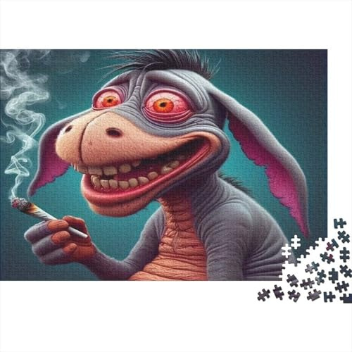 Cartoonesel 1000 Teile Puzzle Puzzle für Erwachsene Rauchend Familienspiel Puzzle Entspannung Dekoration 52x38cm/1000pcs
