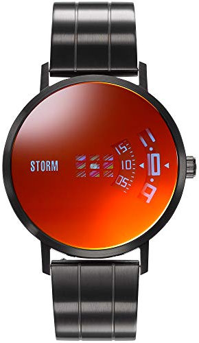 STORM London Remi V2 Metal Slate Lazer Red, Herrenuhr, Edelstahlgehäuse, Mineralglas, 5 bar Wasserdicht, rotierende Scheiben als Uhrzeiger, 47458/SL/R