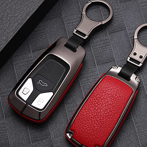 ontto Coque de clé de Voiture pour Audi A4 A5 A6 A7 Q5 Q7 RS SQ TT en Alliage Zinc et Cuir avec Porte-clés
