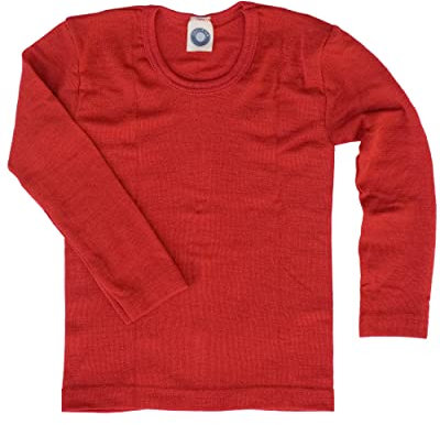 Cosilana, Kinder Unterhemd Langarm, 70% Wolle (kbT), 30% Seide ((Rot, 152)