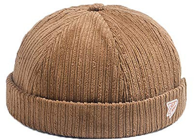Herrenmütze, Dockermütze, Beanie, Matrosenmütze, Arbeitermütze, Rollmanschette, Retro, randlos, verstellbar, 0072-Khaki, Einheitsgröße