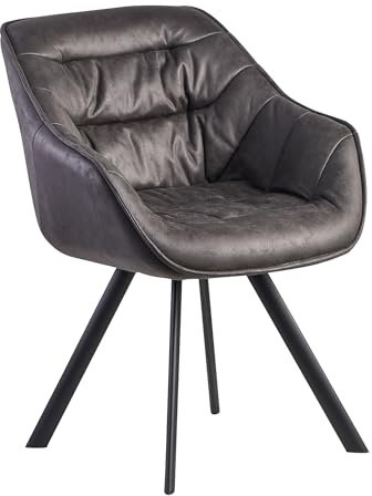 FineBuy Esszimmerstuhl Wildlederoptik Gepolstert, Küchenstuhl mit Schwarzen Beinen, Moderner Schalenstuhl mit Armlehnen, Design Polsterstuhl Stoffbezug