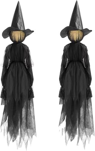 Halloween Deko Outdoor,Halloween Dekoration,Schrei Hexe mit Sound-Sensoren,Wasserdicht in großem Maßstab Halloween Hexe Deko für Garten Garten Außen Rasen Veranda mit Bewegungsmelder