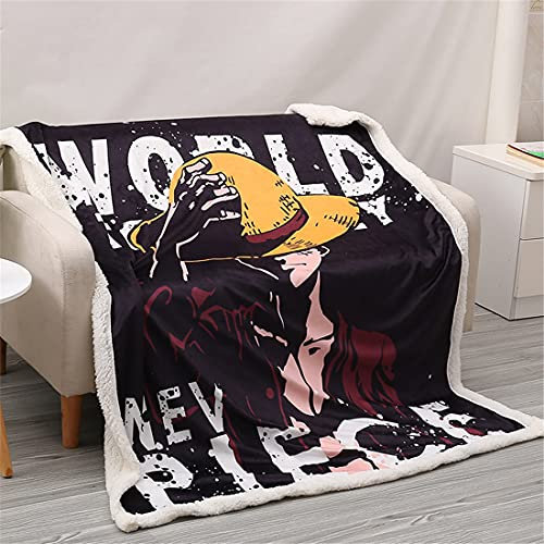 Haosb Decke Strohhut Ruffy,One Piece Ruffy Kuscheldecke Anime 3D Drucken,Flanell Flauschige Decke,werfen Decken für Bett Sofa/Sofadecke/Reisedecke,H,150 * 200CM