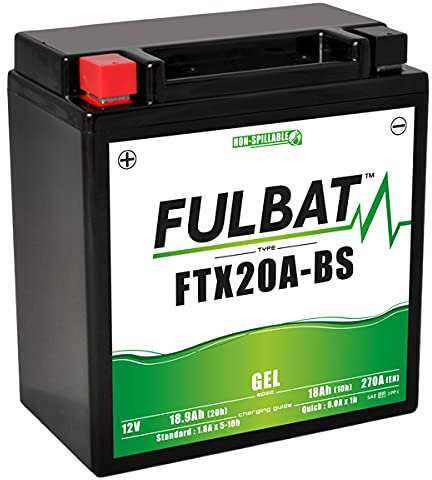 Fulbat - Batterie Fulbat GEL SLA FTX20A-BS GEL 12V 18AH 270 AMPS 150x87x161 + Gauche