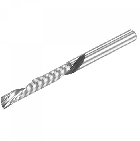 sourcing map End Mill CNC Router Bit, 4mm Shank 4mm x 25mm Left Hand Carbide Single Flute Spiral Upcut Milling Cutter for Carving Acrylic PVC MDF Hardwood