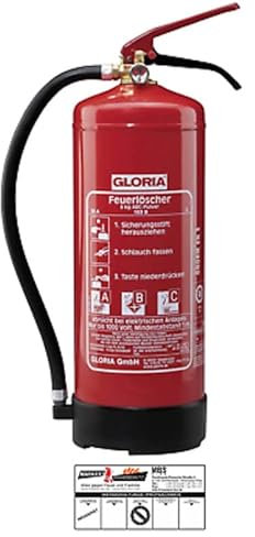 Gloria PD6GA Feuerlöscher (ABC) Pulver mit Manometer Wandhalter + Plakette 10LE