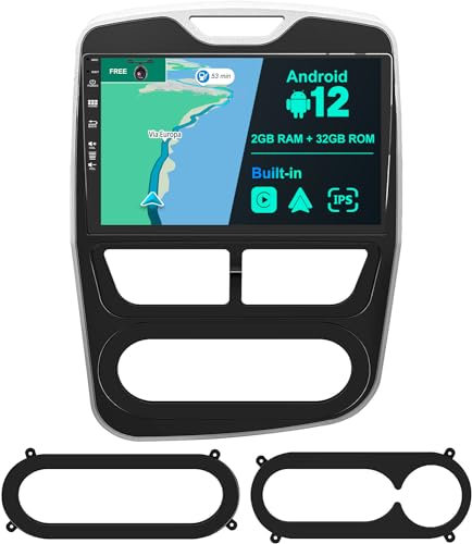 JOYX Android 13 Car Radio Suitable for Renault CLIO (2013-2016) - 2G + 32G - Built-in Carplay/Android Car/GPS - Camera Free - 10.1 Inch 2 Din - Supports Steering Wheel Control 4G WiFi DAB Fast Boat