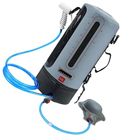 Voiakiu Campingdusche Solardusche Gartendusche mit Pumpe - 12L Solar Dusche mit Fusspumpe - tragbare Outdoor Reisedusche - Mobile Camping Shower