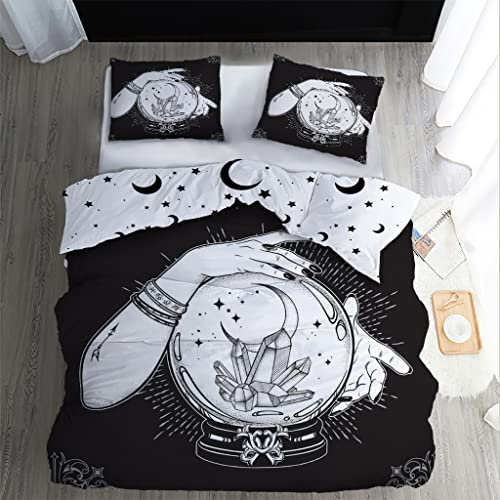 Celestial Bettwäsche 155x220, Hexe WendeBettwäsche 2 Teilig - 110gsm Microfaser, Weiche und Angenehme Bettbezug Set mit Reißverschluss, 1 Kissenbezug 80x80 cm