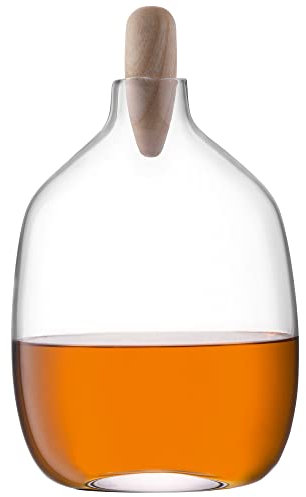 LSA Float Decanter & Ash Stopper 1.5L| 1 Unit | Mouthblown & Handmade Glass | Hand Planed Wood | FA02