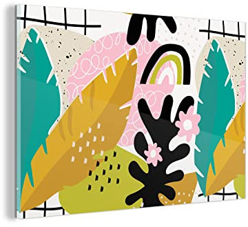 Glasbild Glasfoto Wandbild Bilder Deko 30x20 cm Dschungel - Pflanzen - Muster