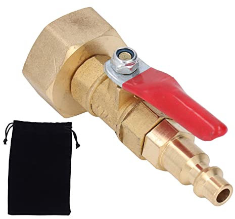 Aramox Winterfester Schnell Adapter, Überwinterbarer Ausblasadapter, 1/4-Zoll-Schnellkupplung, 3/4-Zoll-GHT-Außengewinde, Gartenbewässerungsgelenke für Wohnmobilyachten(Weiblich)