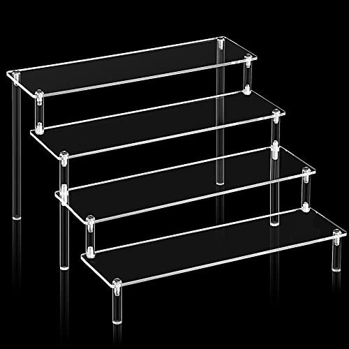 Lighterday 4 Tier Acrylic Display Stand Acrylic Riser Clear Display Risers Stand Acrylic Shelves,for Pop Figures Cupcake Desserts Perfume Stand (ET-746346)